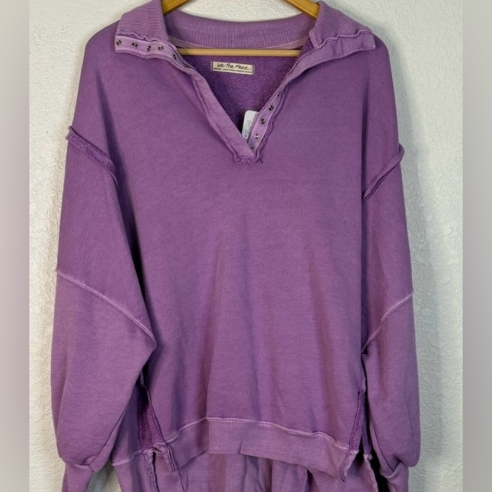 Free People Camden Henley Oversized sweatshirt in bubble tea Boho Casual L